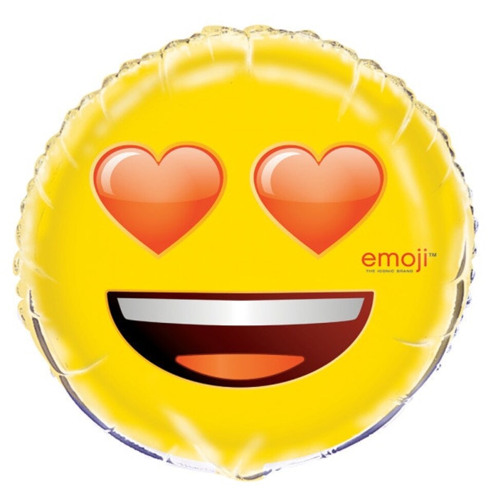 image 1 of Heart Eyes Emoji Round Foil Balloon 18"