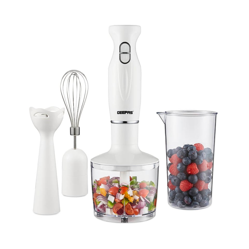 image 1 of GEEPAS 4-in-1 Hand Blender with Electric Whisk | 200W - White | White