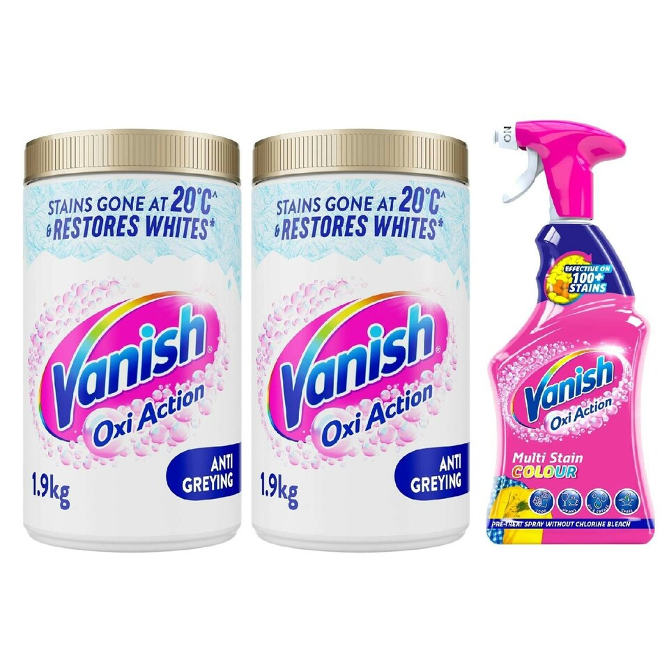 image 1 of Vanish Gold Oxi Action Stain Remover, Whitening Booster Powder & Colour Spray Bundle