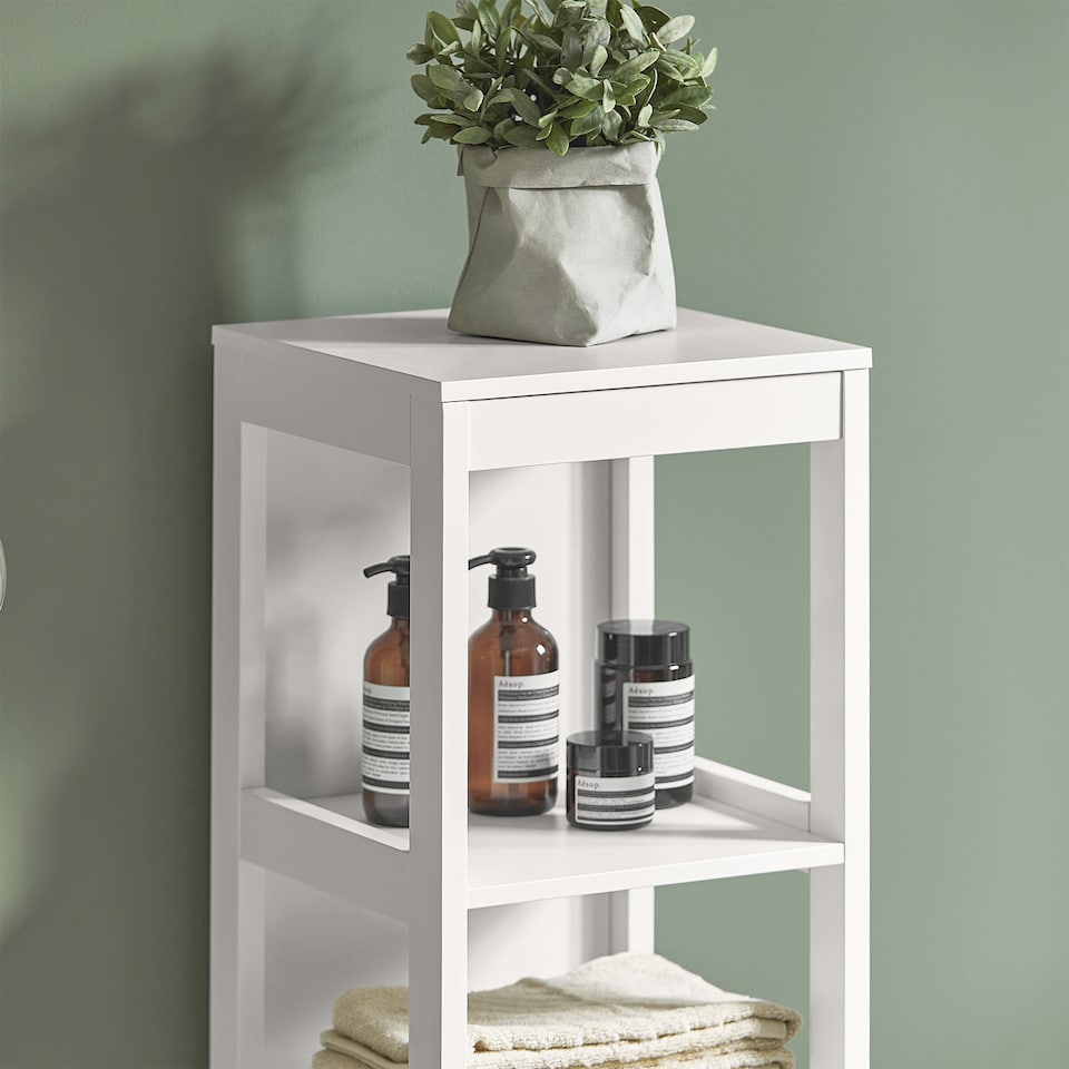 image 1 of SoBuy FRG126-W,Slim Tall Bathroom Storage Cabinet with 3 Shelves & 2 Drawers | White | White | 1