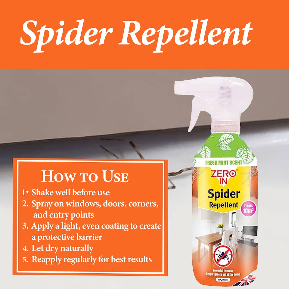 image 1 of Zero In Spider Repellent 500ml RTU Natural Mint Oil Barrier Spray for Windows Doors Spider Control Indoor Outdoor