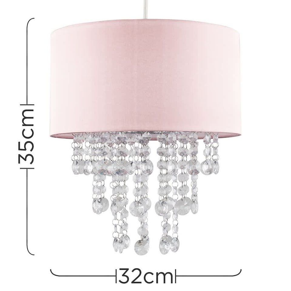 image 1 of ValueLights Jesmond Pink Ceiling Pendant Droplets Shade & Bulb | Pink