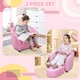 image 3 of HOMCOM Kids Sofa Set Children Armchair Toddler Chair Padding with Footstool | Pink | One Size