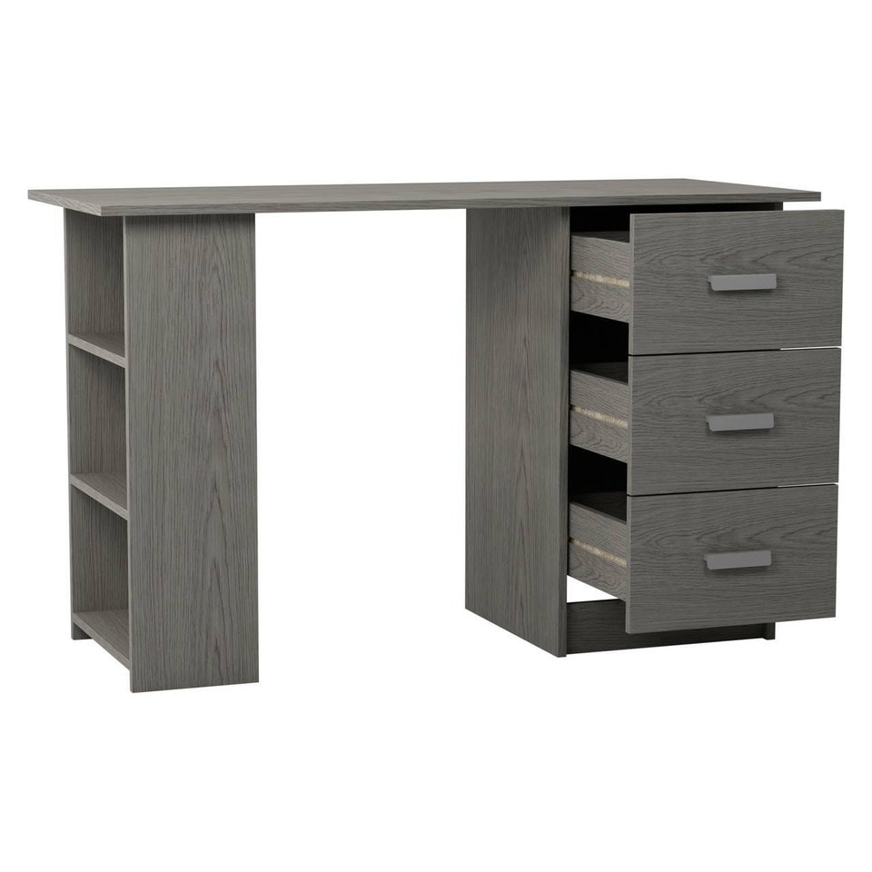 image 1 of Large Computer Desk Office Makeup Vanity Dressing Table Bedroom Drawers Shelves | Clear | Grey