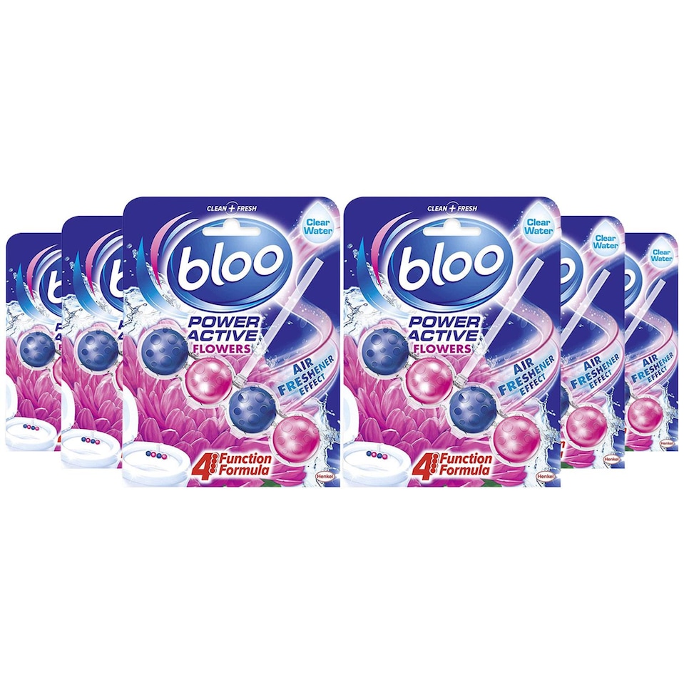 image 1 of Bloo Power Active Toilet Rim Block Fresh Flowers with Anti-Limescale 50g, 6 Pack | Multi | 6