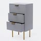 image 6 of OHS 3 Drawer Modern Ribbed Office Side Bedroom Nightstand Bedside Table Grey
