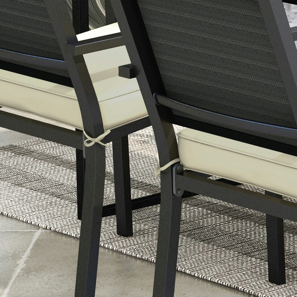 image 1 of Outsunny Set of 4 Outdoor Seat Cushion with Ties, for Patio Furniture, Black