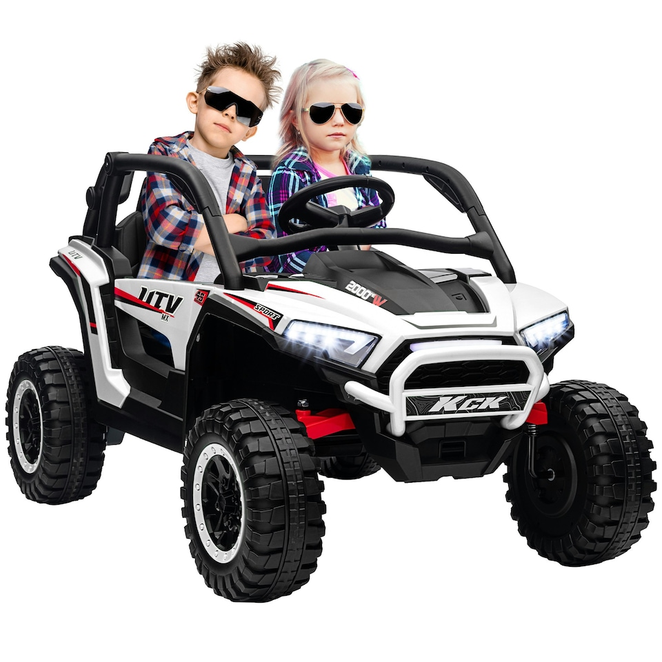 image 1 of AIYAPLAY 2 Seater 24V 7AH Ride on Truck w/ Spring Suspension, White