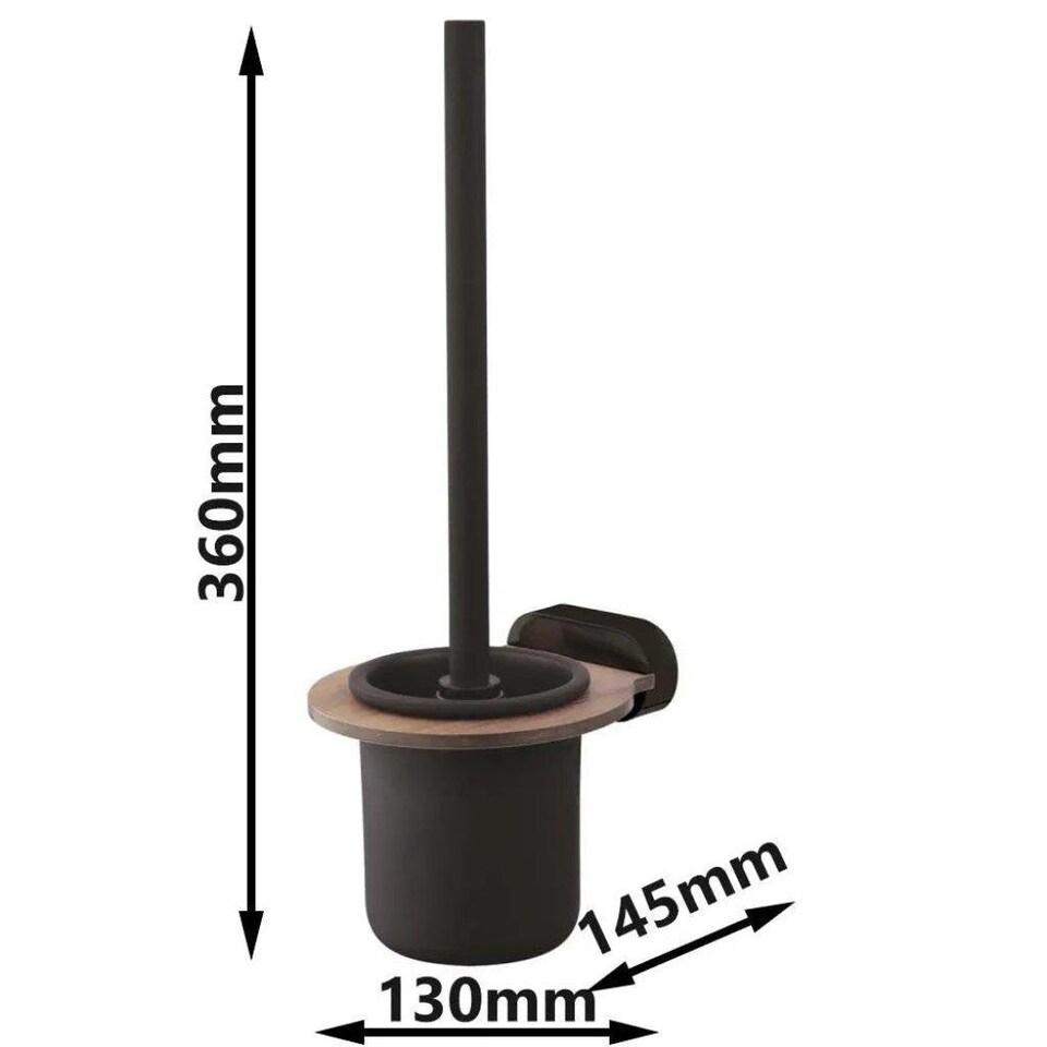 image 1 of Matte Black/Brown Toilet Brush Ceramics Cup Wall Mounted WC Bathroom Accessories