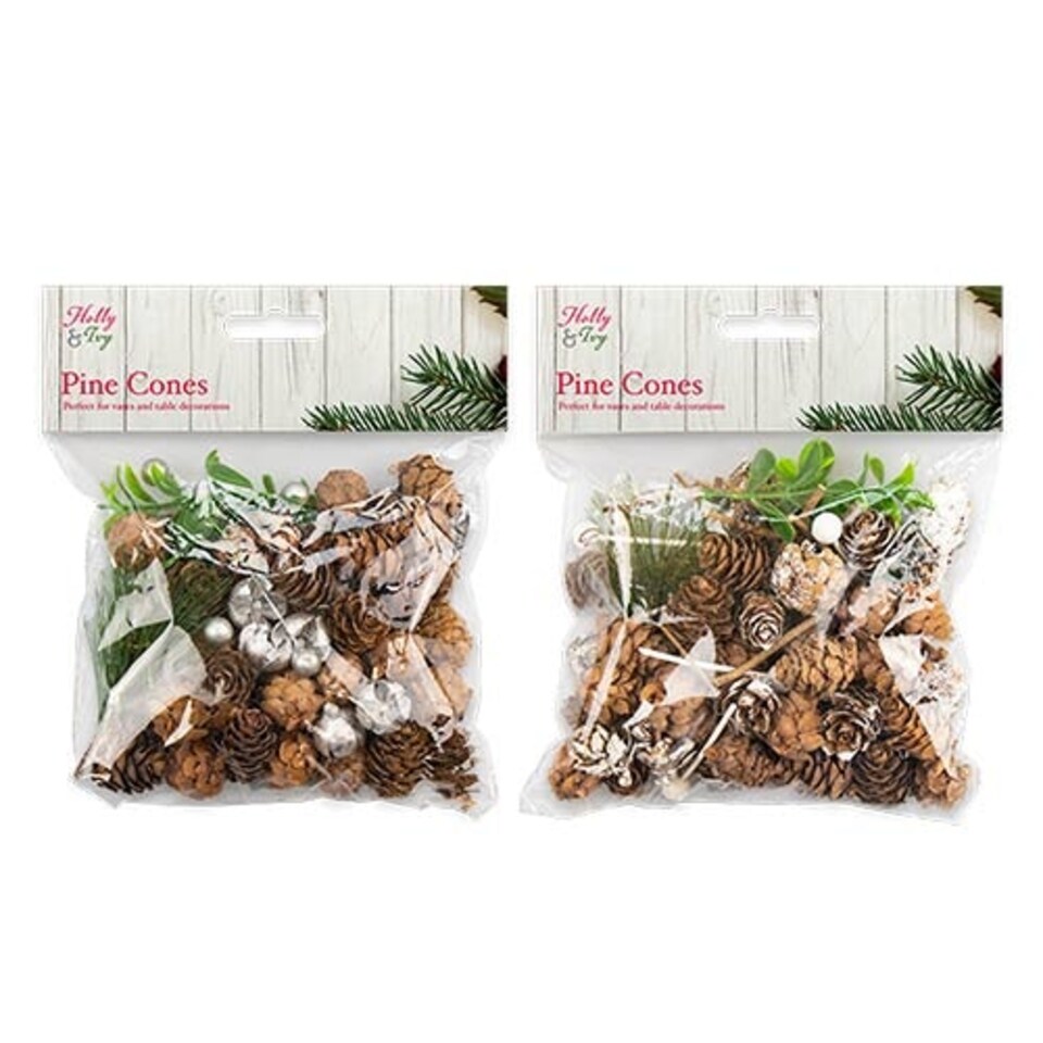 image 1 of Assorted Christmas Pine Cone Vase Filler Decorations