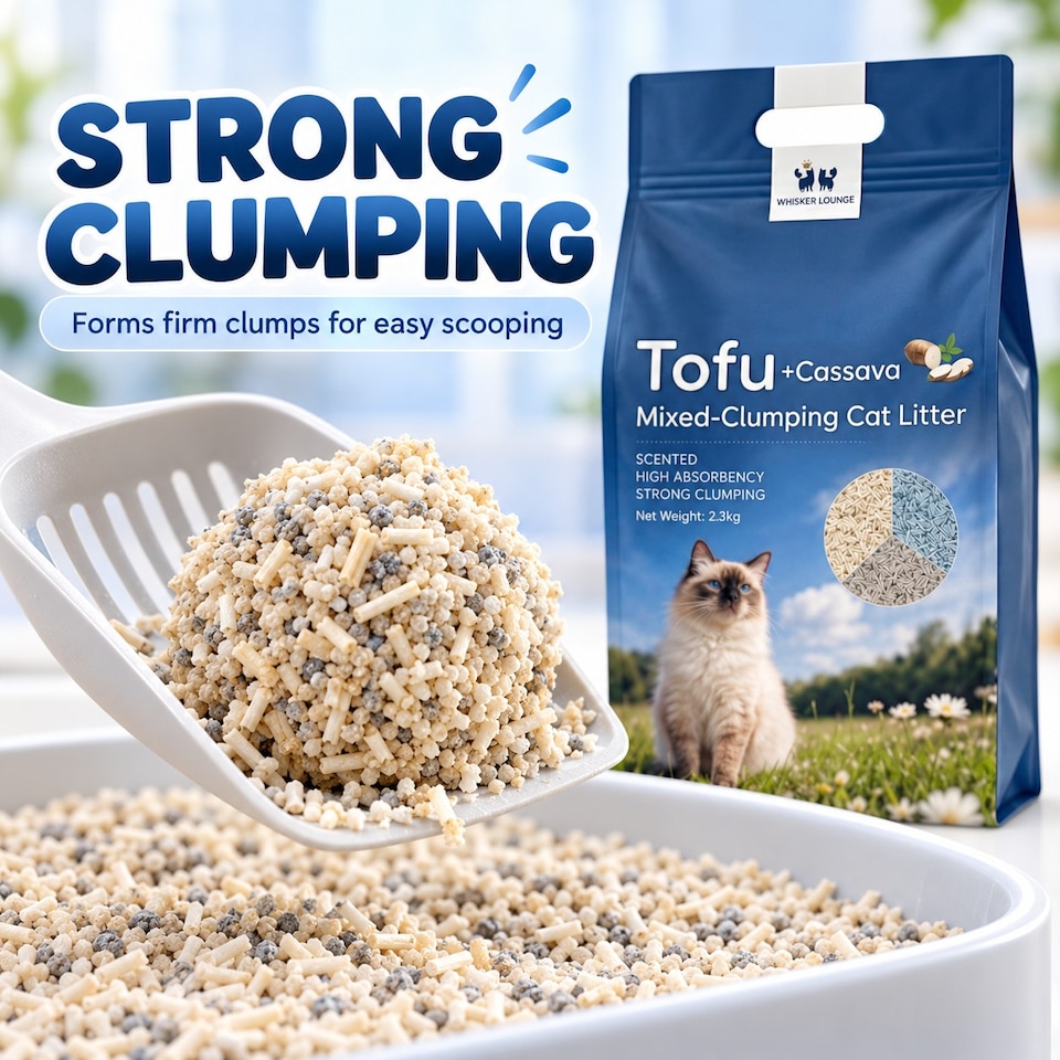 image 1 of Whisker Lounge London Tofu Bentonite Cassava Clumping Cat Litter 2.3kg