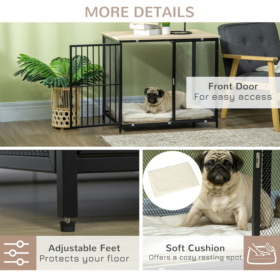image 1 of PawHut Dog Crate Furniture w/ Soft Cushion, for Indoor Use, Small, Medium Dogs