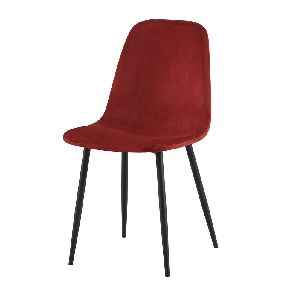 image 1 of Luxe Dining Chair 2pc Madder Brown Black Powder Legs Brown