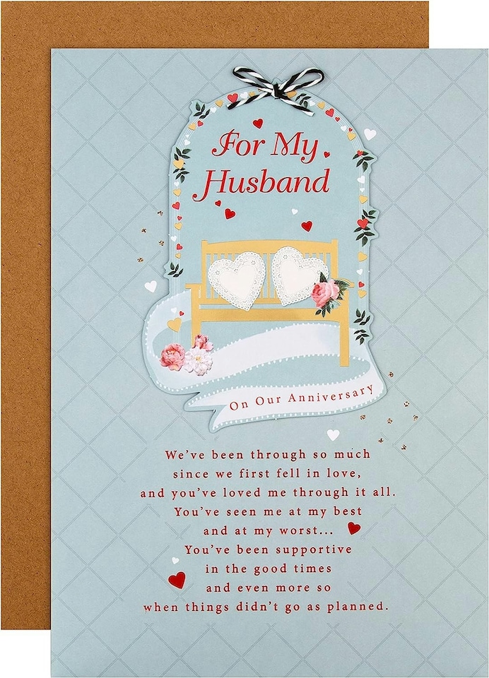 image 1 of Classic Illustrated Design with Heartfelt Verse Husband Anniversary Card