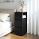 image 8 of HOMCOM Slim Bedside Table, Narrow Bedside Cabinet with Open Shelf and 2 Drawers, Modern Nightstand for Bedroom, Living Room, Black | Black | Black