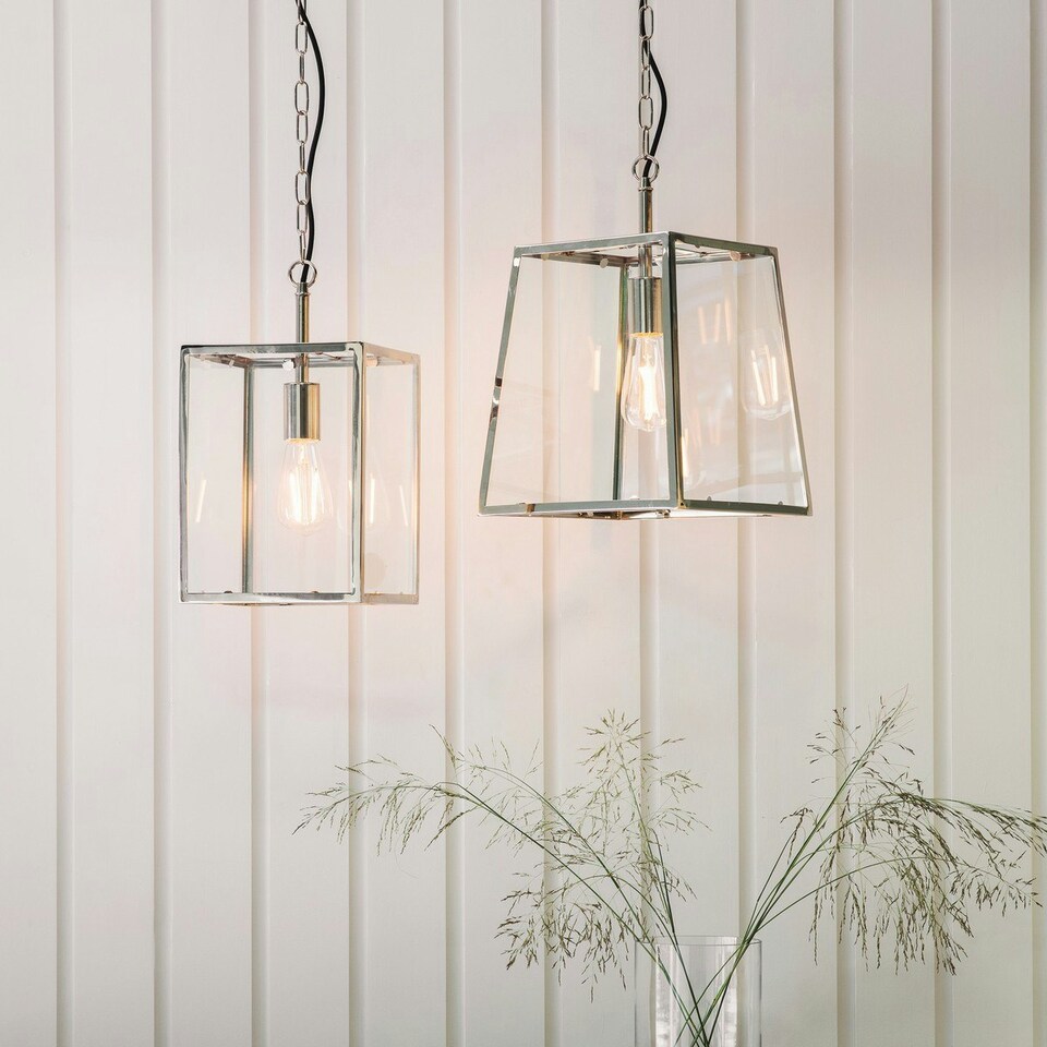 image 1 of Hadden Pendant Bright Nickel Plate & Clear Glass 1 Light Dimmable IP20 - E27