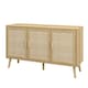image 6 of Sideboard 3 Rattan Doors Solid Wooden Legs Cabinet Home Living Room Furniture