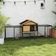 image 2 of PawHut Rabbit Hutch, Guinea Pig Hutch Outdoor with Steel Run, Tray, Ramp