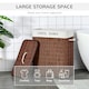 image 3 of HOMCOM 2 Section Collapsible Laundry Hamper Lid Removable Lining, Brown