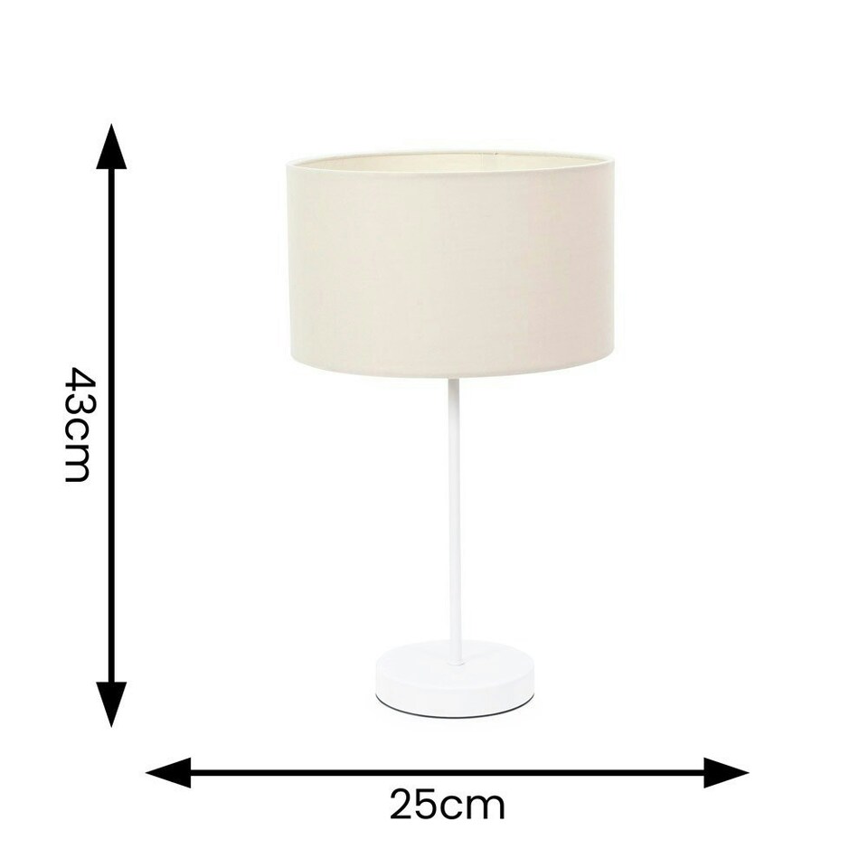 image 1 of ValueLights Charlie White Stem Table Lamp Natural Shade & Bulb Cream