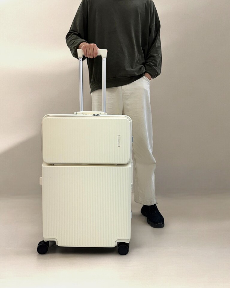 image 1 of Large Suitcase 26’ Inch Hard Shell Checked Luggage - Lightweight, Durable with Built-in Cupholder, TSA Lock, Dual Spinner Wheels