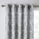 image 2 of Catherine Lansfield Damask Jacquard Lined Eyelet Curtains | Silver | Silver Grey