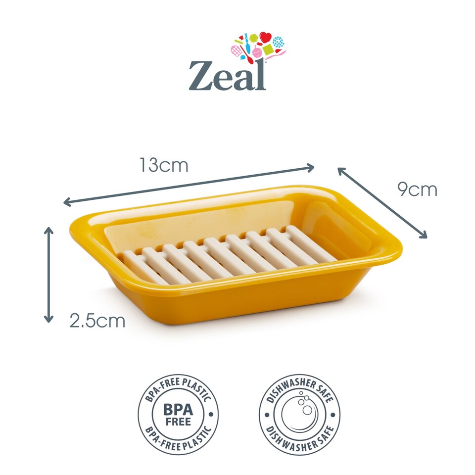 image 1 of Zeal Two Part Soap Dish, Easy Clean Melamine and Silicone, Mustard