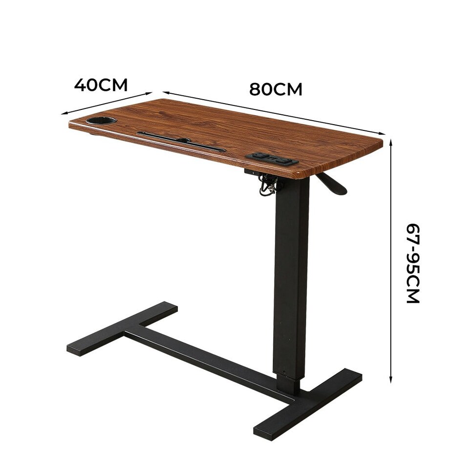 image 1 of Standing Desk Height Adjustable Stand Folding Laptop Table Shelf Electric USB Brown