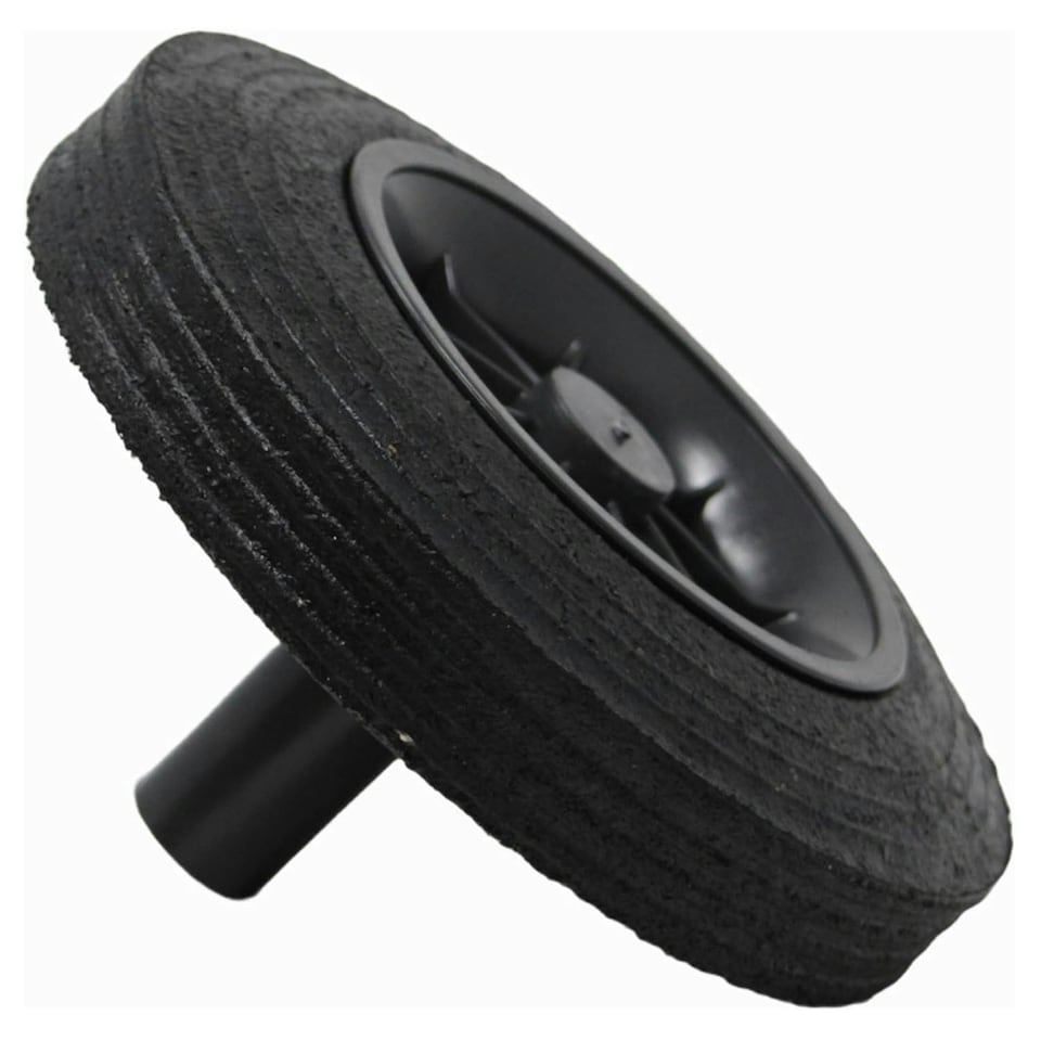 image 1 of Pack Of 2 Heavy Duty Rubber Wheels With Nose Collar & Metal Axle Kit For Wheelie Bin Replacements Black