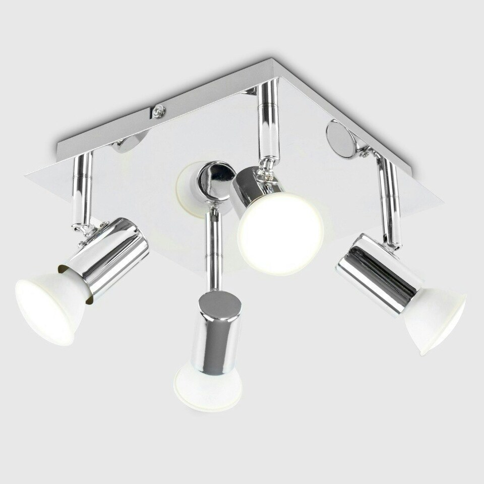 image 1 of ValueLights Spotlight Polished Silver Spotlight and GU10 Spotlight LED 5W Cool White 6500K Bulb Chrome