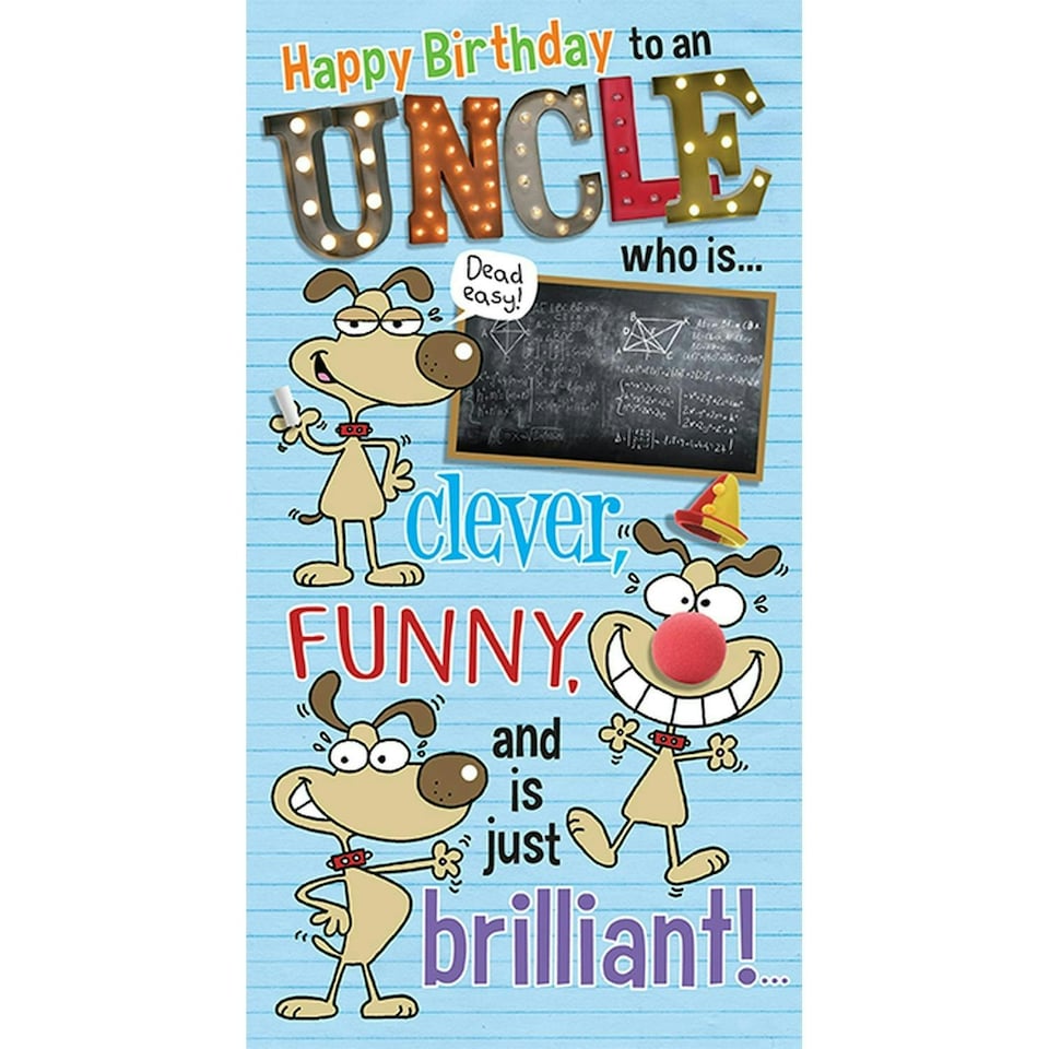 Words 'n' Wishes Traditional Humorous Uncle Birthday Card ~ Medium Size Slim Card 9"x4.75”