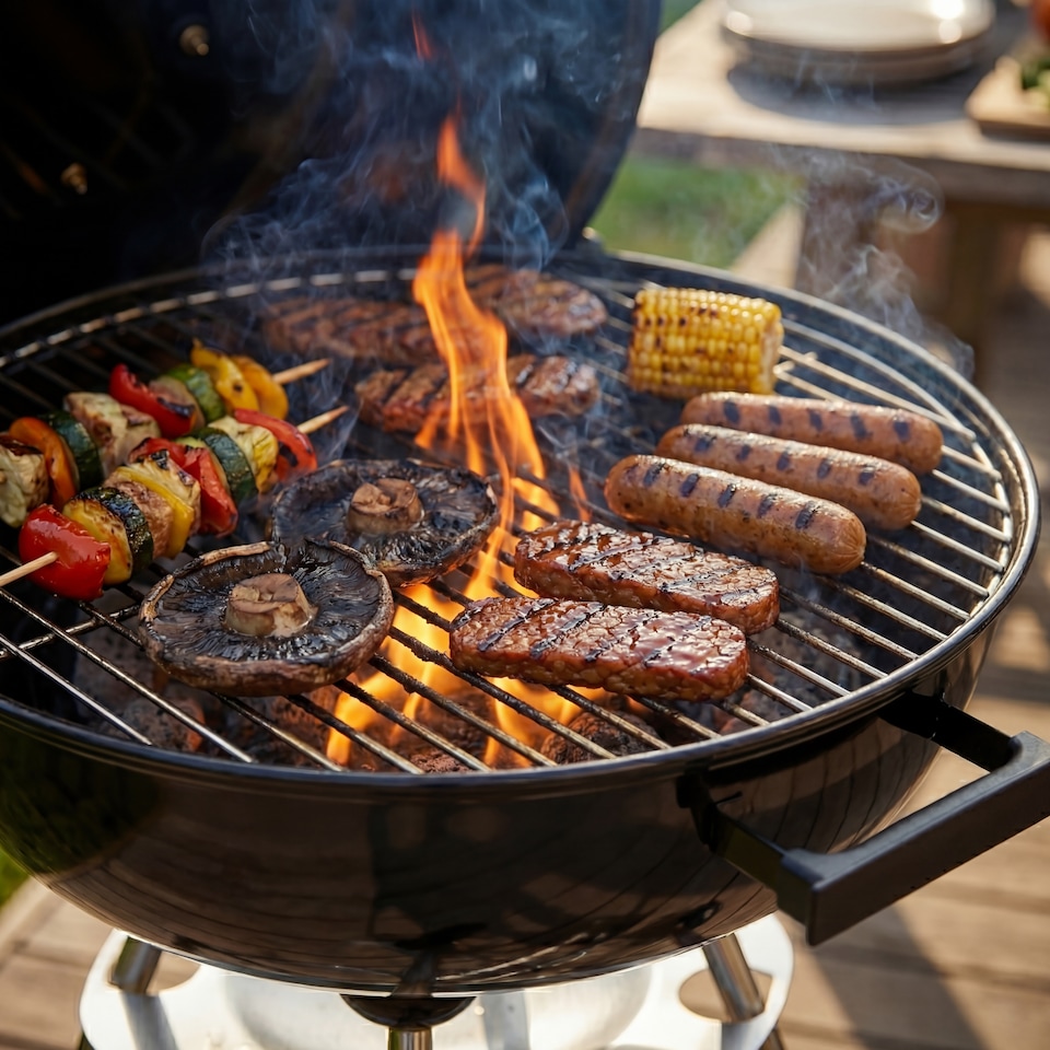 image 1 of Garden Vida Memphis Freestanding Lightweight Portable Kettle BBQ Grill - Black & Red