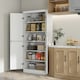 image 2 of HOMCOM Kitchen Cupboard Storage Cabinet w/ 4 Doors and Adjustable Shelves,White