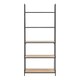 image 2 of Seaford Black Metal Ladder Bookcase with 5 Oak Shelves
