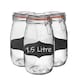 image 1 of Argon Tableware 3x Glass Storage Jar & Labels Set - 1.5 Litre - 4 Colour Seals Airtight Kitchen Storage Container Preserving Jar
