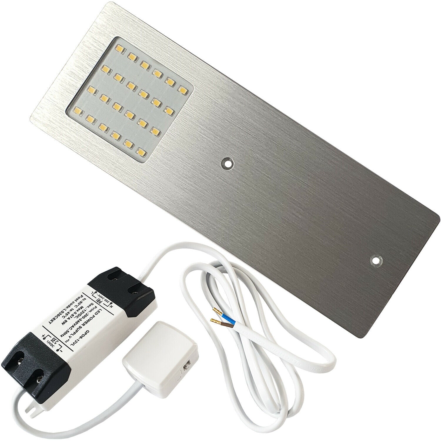 Loops 1x ALUMINIUM Ultra-Slim Rectangle Under Cabinet Kitchen Light & Driver Kit - Natural White LED