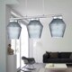 image 5 of First Choice Lighting Set of 2 Fraser Smoked Textured Glass 3 Light Pendant Bars Chrome | Clear