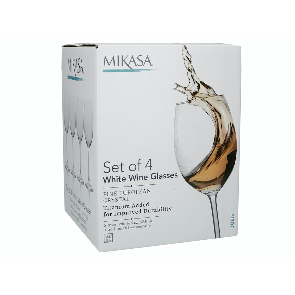 image 1 of Mikasa Wine Glass Set Clear Crystal 470ml Set of 4