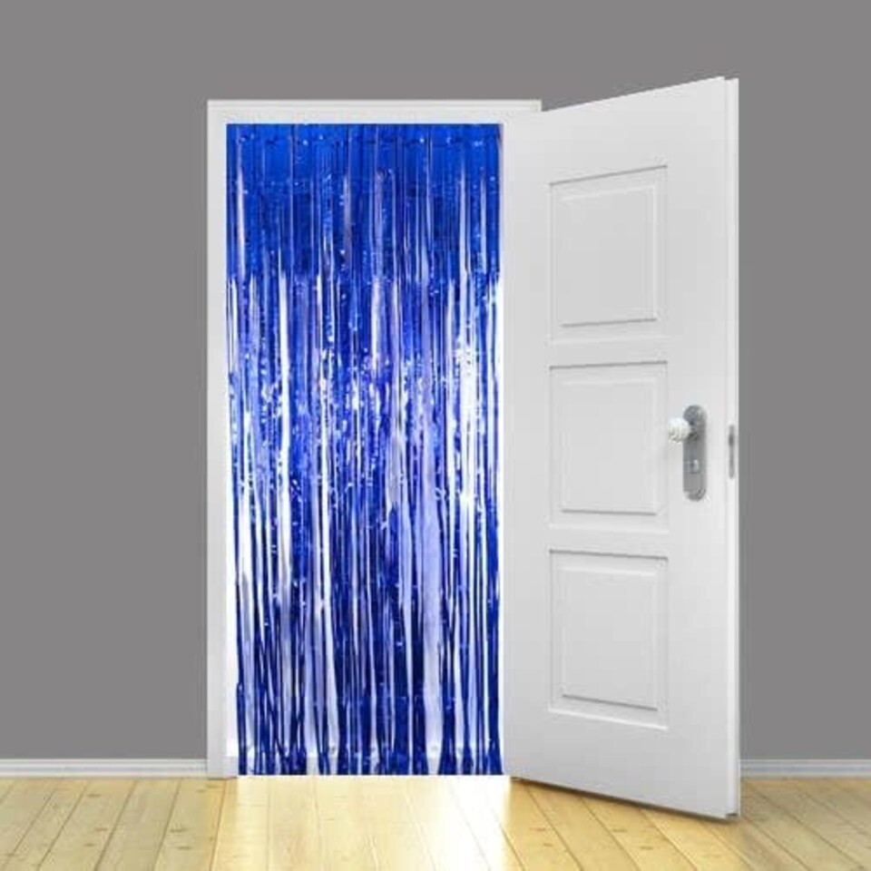 image 1 of Blue Foil Door Curtain Backdrop 92cm x 244cm - Pack of 25 Blue
