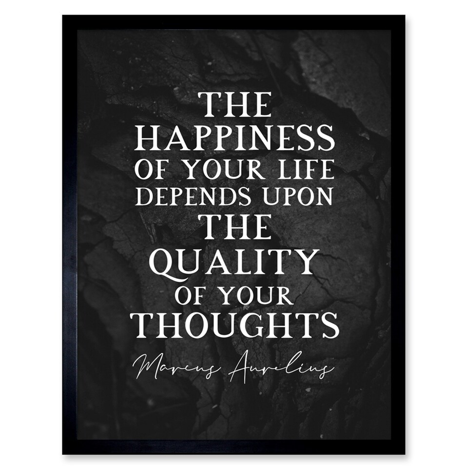 image 1 of Slate Quote Marcus Aurelius Happiness Quality Thoughts Framed Wall Art Print