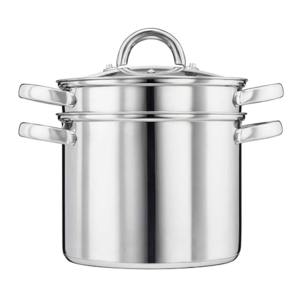 image 1 of Cooks Professional Stainless Steel Pasta Pot with Strainer Insert & Lid - 5L Capacity