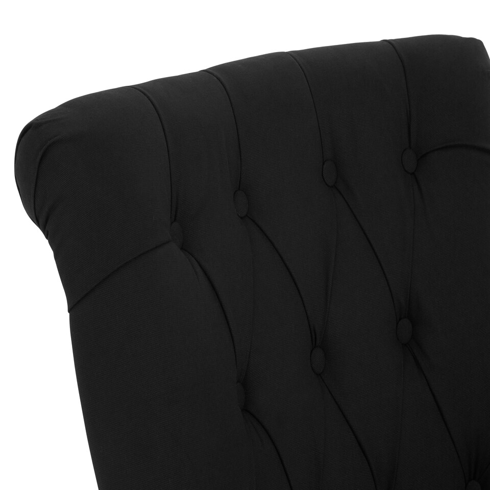 image 1 of Interiors By Premier High Tufted Back Black Cotton Armchair, Striking Black Upholstered Mid Century Armchair For Livingroom | Black