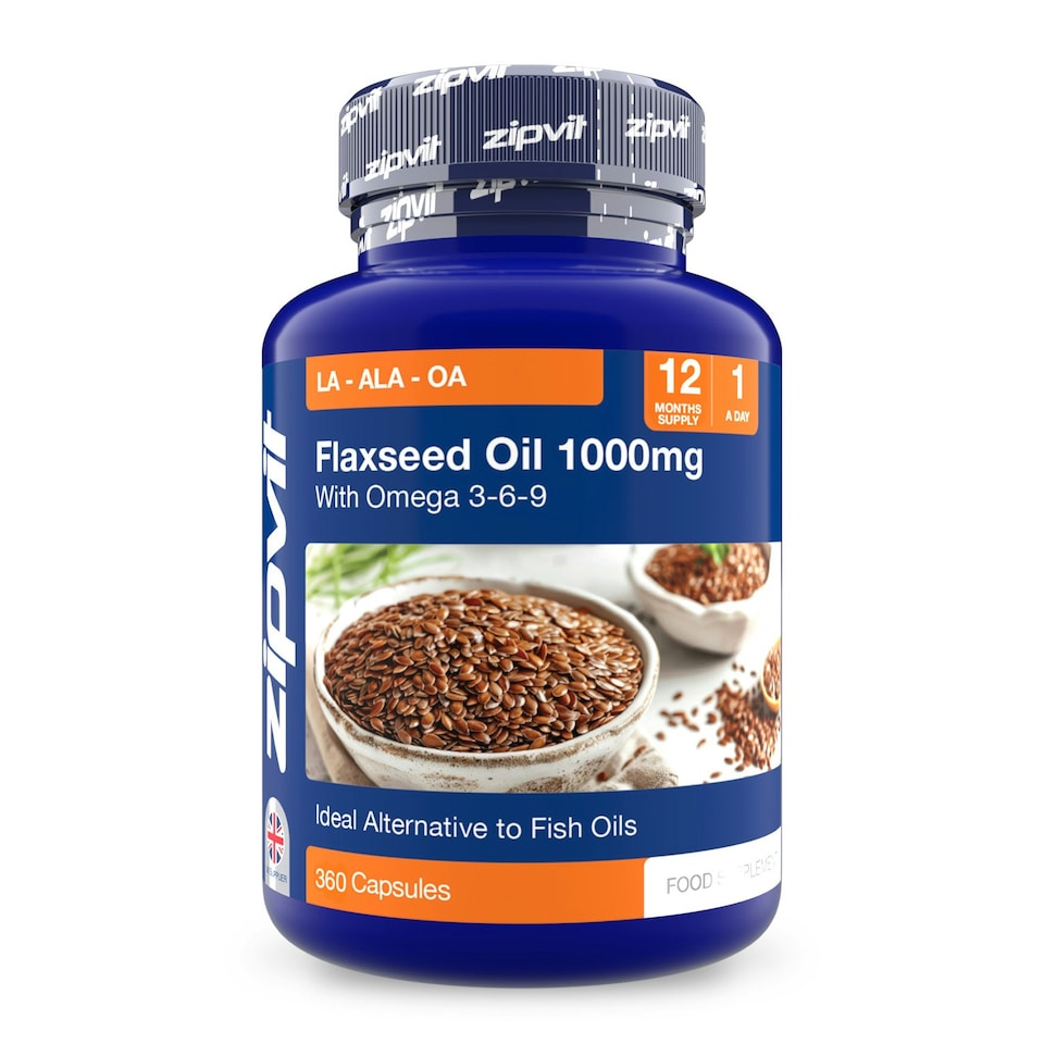 image 1 of Zipvit Flaxseed Oil 1000mg, Omega 3-6-9 Support, 360 Softgels, 12-Month Supply