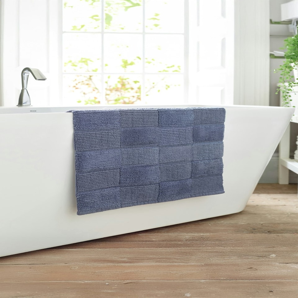image 1 of Egyptian Spa Absorbent 1600gsm Bath Mat - 55x 85cm Super-Soft Bathroom Cotton Rug Blue | Midnight | 55x85cm