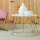 image 2 of Interiors by Premier Marble Top White Side Table, Open Design Frame Bedside Table, Round End Table for Living Room, Lounge Gold