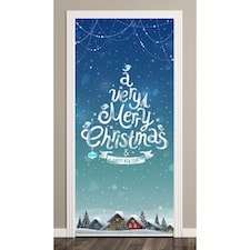 A Very Merry Christmas And Happy New Year Door Cover PVC Party Sign Decoration 66cm x 152cm