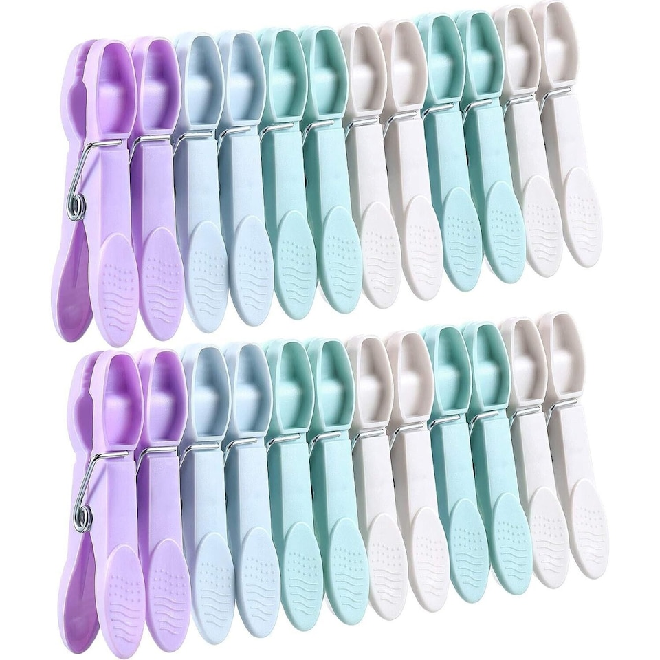 image 1 of Morandi Colour Clothes Pegs 48 Pack | Strong Grip Plastic Laundry Pegs