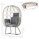 image 3 of Outsunny Rattan Egg Chair Outdoor Indoor Wicker Chair with Thickened Cushion and Headrest, Standing Garden Egg Chair with Cup Holder, Metal Frame for Patio, Balcony, Grey | Grey