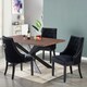 image 9 of Set of 4 Velvet Dining Chairs Ergonomic Scoop Knockerback & Button Tufted Wood Legs Black