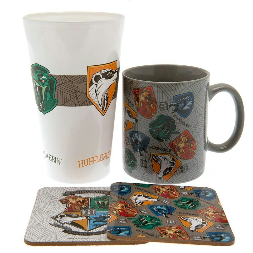Harry Potter Magical Glass Hogwarts Houses Gift Set - White/Grey/Brown - One Size